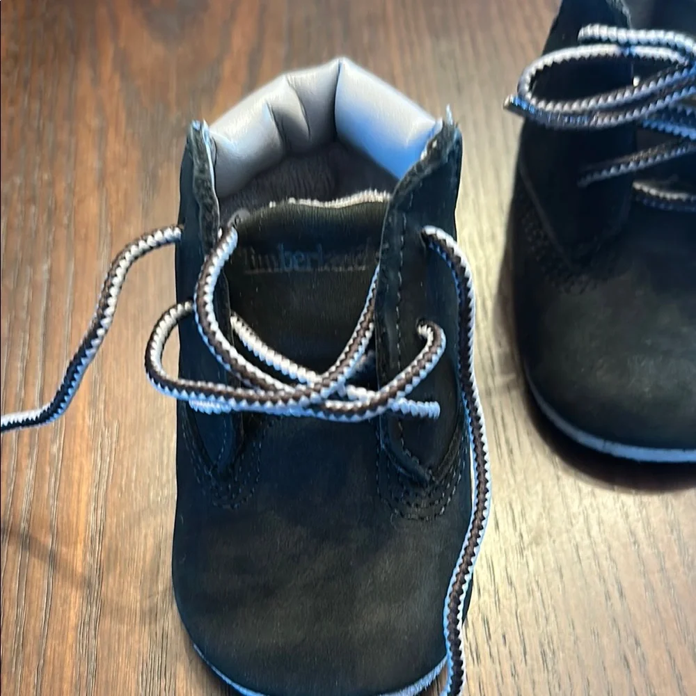 Timberland Infant Crib Boots Black Baby Booties Lace Up Size 0